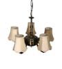 Devansh 05 Lights Off-white Vintage  cotton shade with Antique Golden Chandelier -L