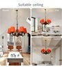 Devansh 05 Lights Orange conical cotton shade with Antique Golden Chandelier
