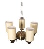 Devansh 05 Lights Round off-white cotton shade with Antique Golden Chandelier