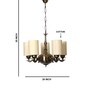 Devansh 05 Lights Round off-white cotton shade with Antique Golden Chandelier