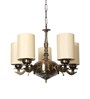 Devansh 05 Lights Round off-white cotton shade with Antique Golden Chandelier
