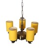 Devansh 05 Lights Yellow Round cotton shade with Antique Golden Chandelier