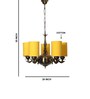 Devansh 05 Lights Yellow Round cotton shade with Antique Golden Chandelier
