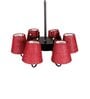 Devansh 06 Light Black Iron Powder coated  Chandelier With Maroon Jute  Shade (19x19x24 ) Inches