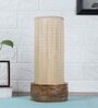 Francis Beige Bamboo Shade Table Lamp With Wood Base