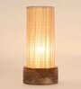 Francis Beige Bamboo Shade Table Lamp With Wood Base