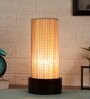 Verona Beige Bamboo Shade Table Lamp With Wood Base