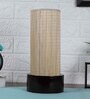 Verona Beige Bamboo Shade Table Lamp With Wood Base