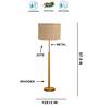 Devansh Beige cotton Drum shade with   floor lamp with wood base .-