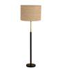 Devansh Beige cotton Drum shade with   floor lamp with wood base .-
