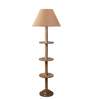 Devansh Beige cotton Drum shade with   floor lamp with wood base .-