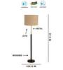 Devansh Beige cotton Drum shade with   floor lamp with wood base .-