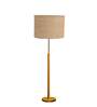 Devansh Beige cotton Drum shade with   floor lamp with wood base .-