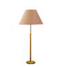 Devansh Beige cotton Drum shade with   floor lamp with wood base .-