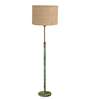 Devansh Beige cotton Drum shade with   floor lamp with wood base .-