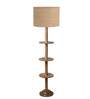 Devansh Beige cotton Drum shade with   floor lamp with wood base