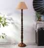 Beige Jute Conical wooden floor lamp