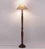 Beige Jute Wooden Floor Lamp