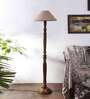 Beige Jute Wooden Floor Lamp