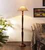 Beige Jute Wooden Floor Lamp