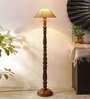Beige Jute Wooden Floor Lamp