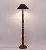 Black coolie cotton Wooden floor lamp