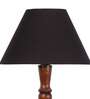 Black cotton conical wooden floor lamp