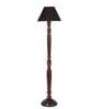 Black cotton conical wooden floor lamp