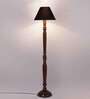 Black cotton conical wooden floor lamp