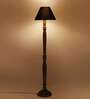 Black cotton conical wooden floor lamp