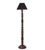 Black cotton conical wooden floor lamp