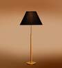Devansh Black cotton Drum shade with   floor lamp with wood base .-