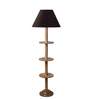 Devansh Black cotton Drum shade with   floor lamp with wood base .-