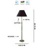Devansh Black cotton Drum shade with   floor lamp with wood base .-