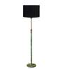 Devansh Black cotton Drum shade with   floor lamp with wood base .-