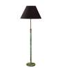 Devansh Black cotton Drum shade with   floor lamp with wood base .-
