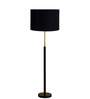Devansh Black cotton Drum shade with   floor lamp with wood base .-