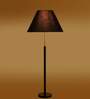 Devansh Black cotton Drum shade with   floor lamp with wood base .-