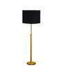 Devansh Black cotton Drum shade with   floor lamp with wood base .-