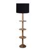 Devansh Black cotton Drum shade with   floor lamp with wood base
