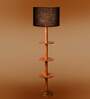 Devansh Black cotton Drum shade with   floor lamp with wood base