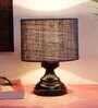Blue  Jute  Shade Lamp  With Black Base
