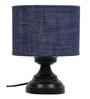 Blue  Jute  Shade Lamp  With Black Base