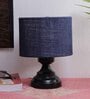 Blue  Jute  Shade Lamp  With Black Base