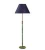 Devansh Blue cotton Drum shade with   floor lamp with wood base .-