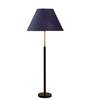 Devansh Blue cotton Drum shade with   floor lamp with wood base .-