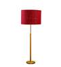Devansh Blue cotton Drum shade with   floor lamp with wood base .-
