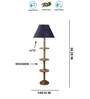 Devansh Blue cotton Drum shade with   floor lamp with wood base .-