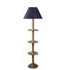Devansh Blue cotton Drum shade with   floor lamp with wood base .-