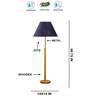 Devansh Blue cotton Drum shade with   floor lamp with wood base .-